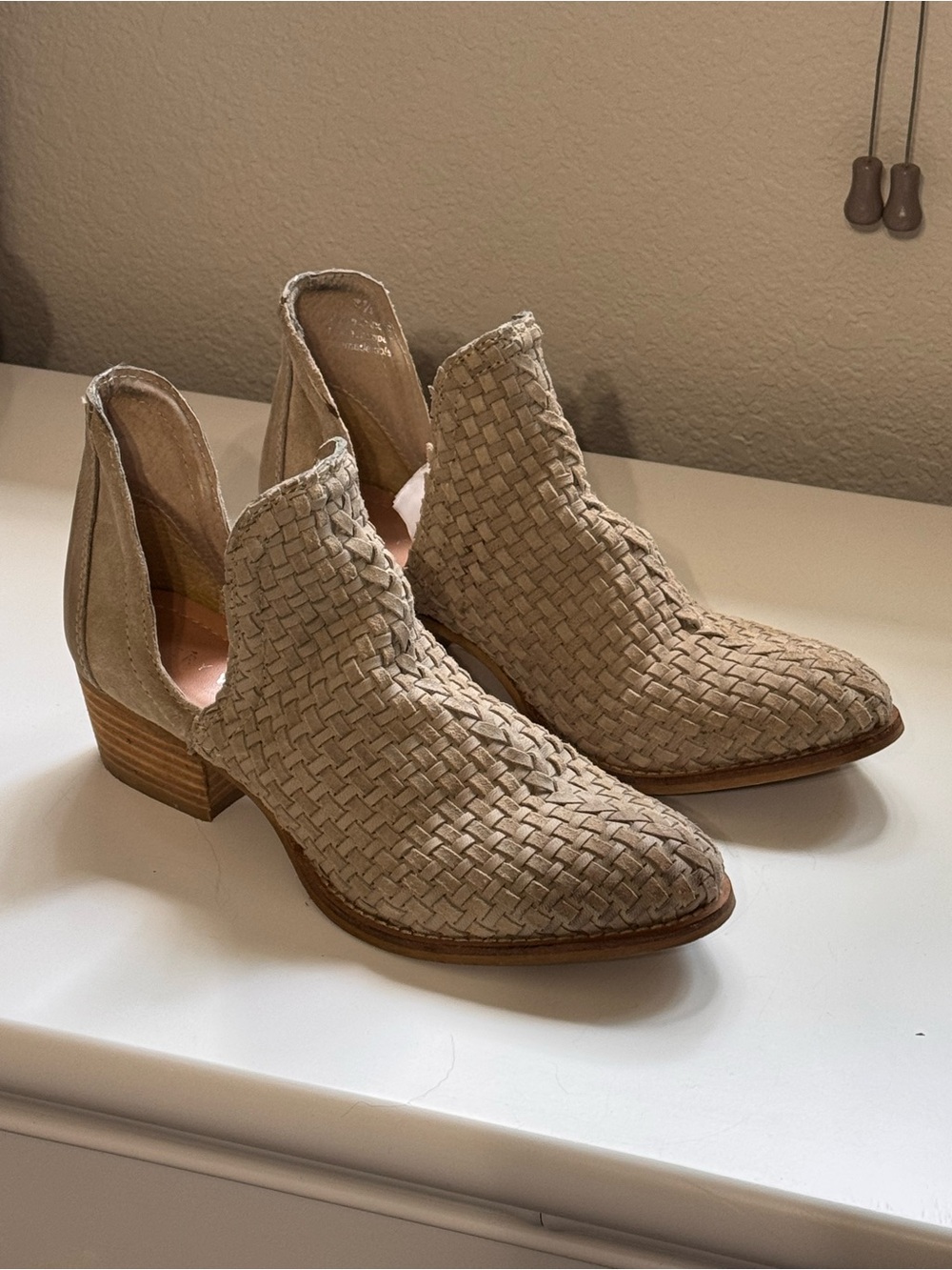 Very Volatile Woven Taupe Cutout Ankle Booties